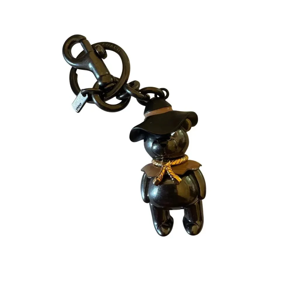 Coach Wizard of Oz scarecrow bear bag charm keychain dark gunmetal